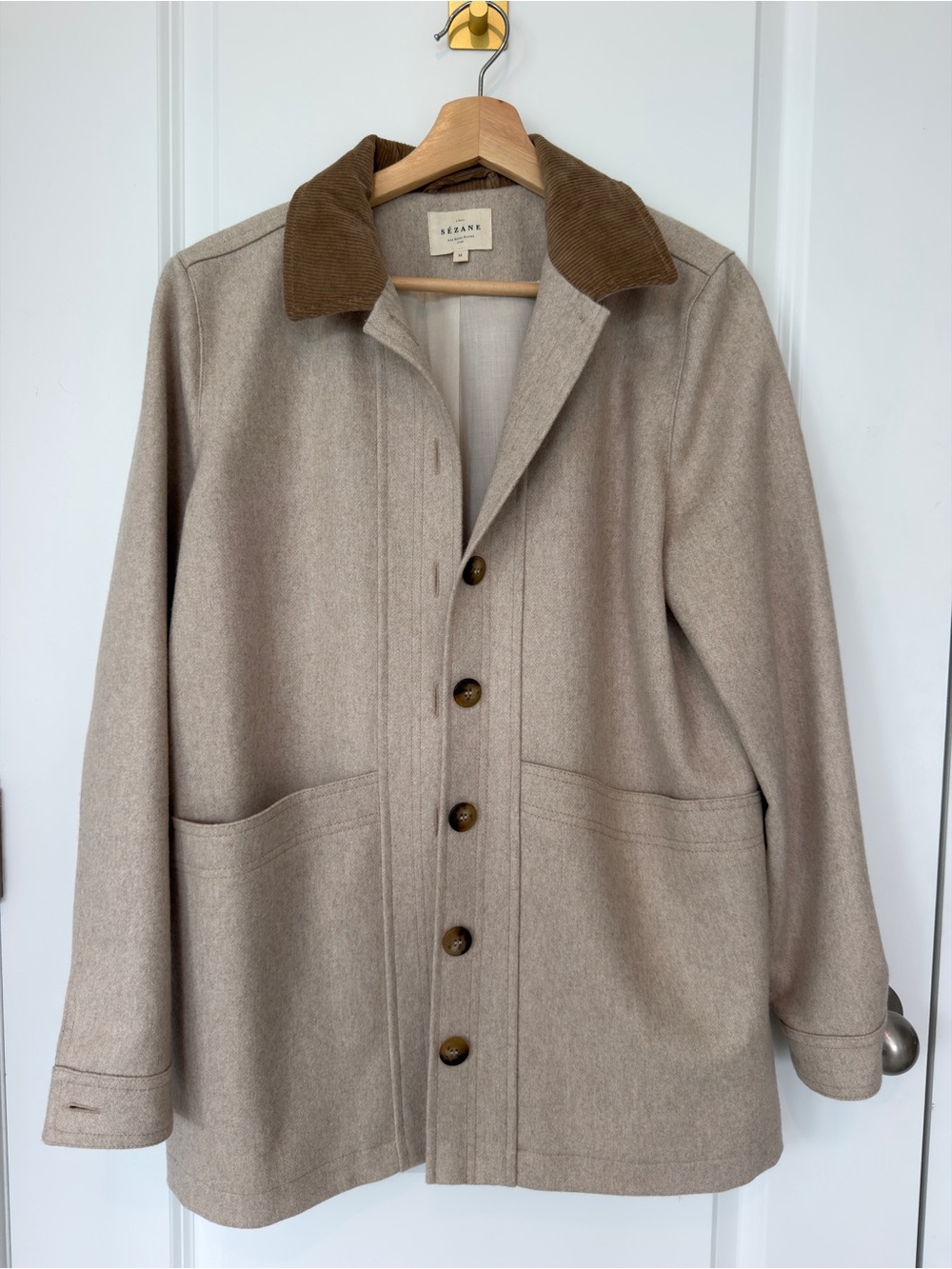 Sézane 100% wool Will jacket mottled ecru